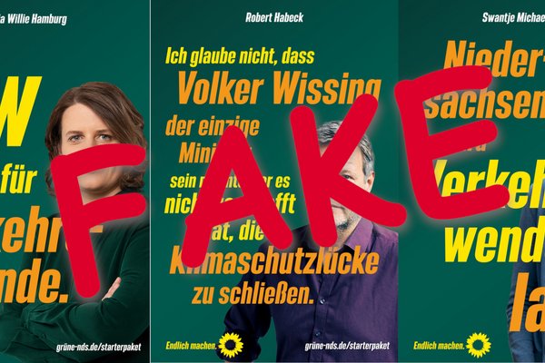 Gefälschte Plakate im Grünen-Design