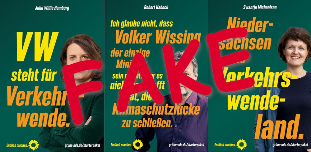 Gefälschte Plakate im Grünen-Design