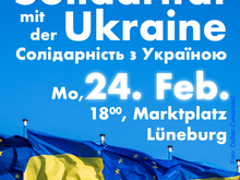 Solidarität mit der Ukraine, 24. Feb., 18 Uhr Marktplatz Lüneburg